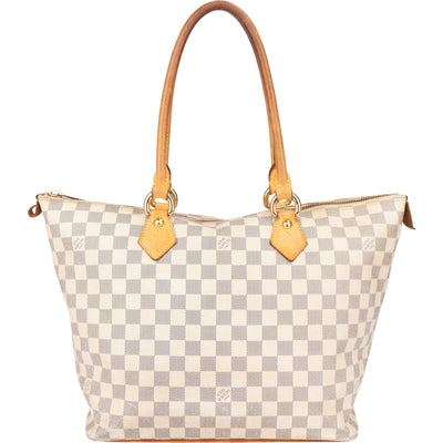 Bolso de mano Louis Vuitton Saleya MM en lona Damier Azur