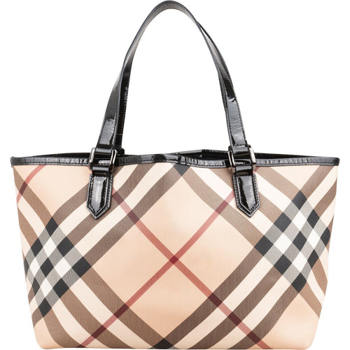Burberry Nova-Check monogram schoudertas van lakleer