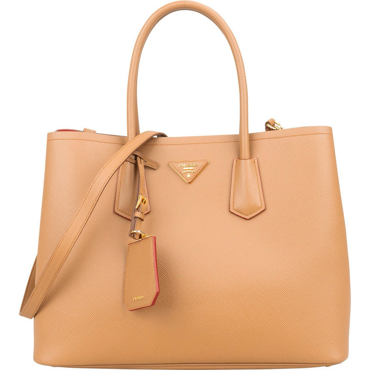 Bolso de mano doble en piel Saffiano de Prada