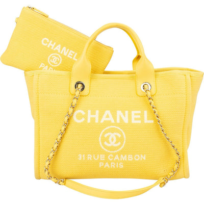Chanel Canvas Small Deauville Tote Handbag