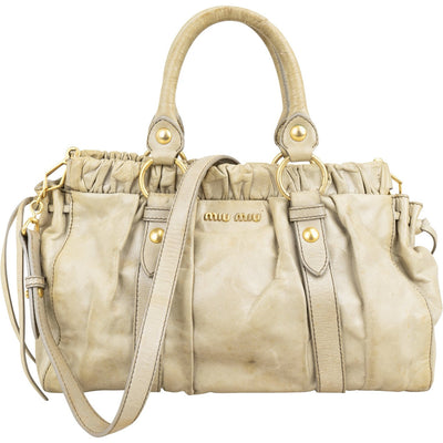 Miu Miu Vitello Lux Satchel Leren Handtas