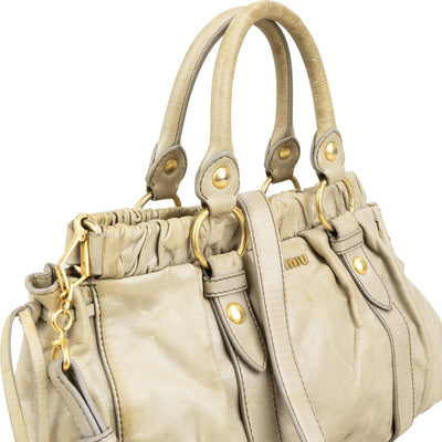 Miu Miu Vitello Lux Satchel Leren Handtas