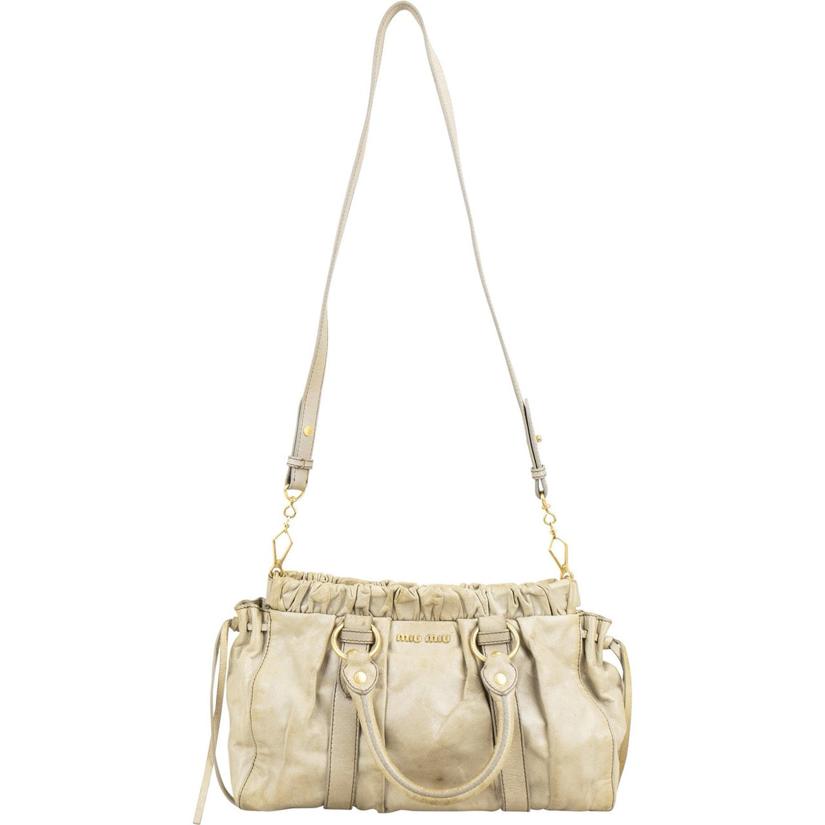 Miu Miu Vitello Lux Satchel Leather Handbag