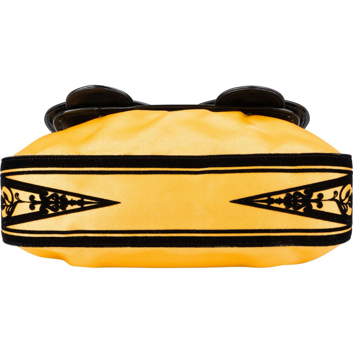 Bolso de mano Fendi B. en terciopelo, satén y charol amarillos