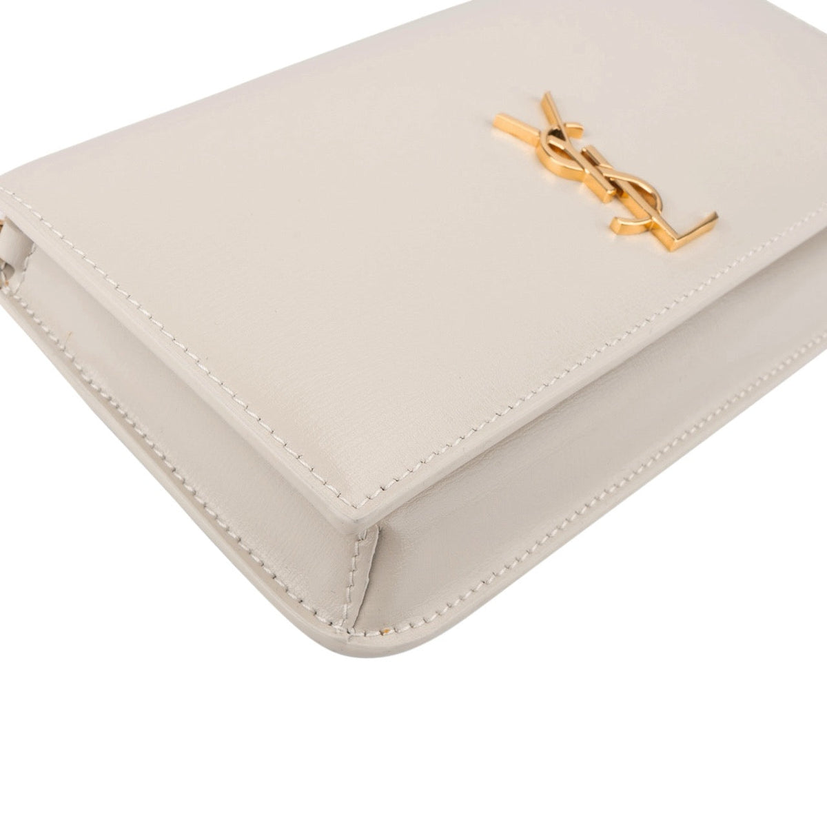 Saint Laurent Kate Wallet on Chain aus grauem Glattleder – Ansicht 7