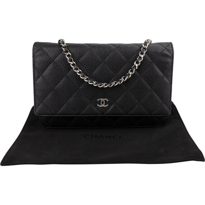 Chanel Quilted Caviar Leather Wallet On Chain Crossbody Bag
