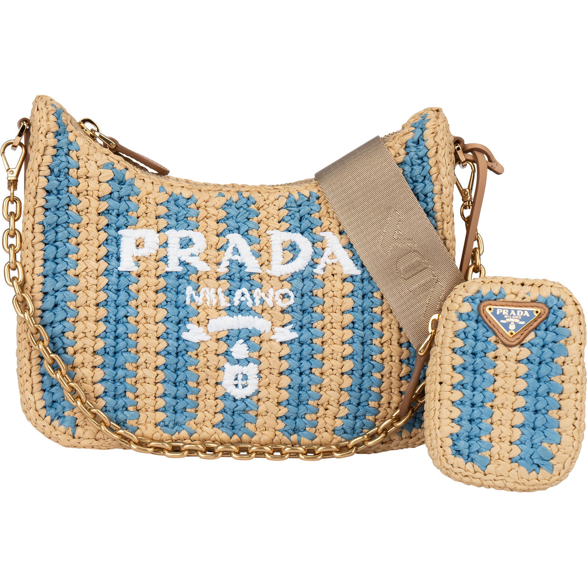 Prada Tricolor Raffia Re-Edition Crossbody Bag