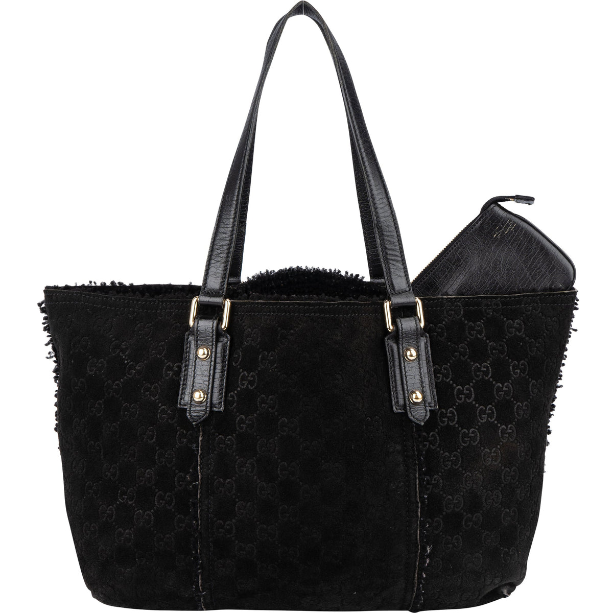 Gucci Wildleder GG Monogram Jolicoeur Shearling Tote, Bild 4 von 10