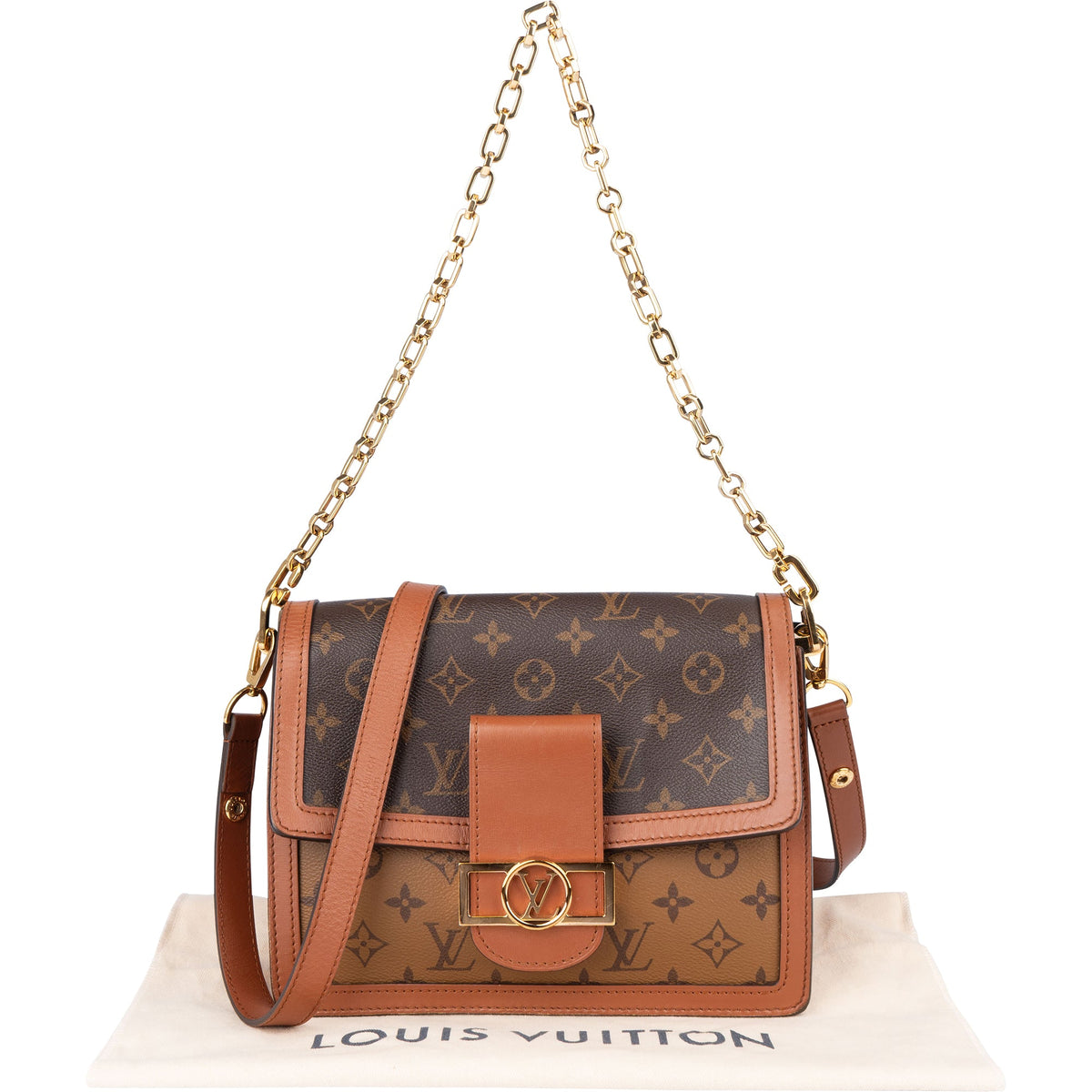 Borsa a tracolla Louis Vuitton Dauphine MM Autres in tela Monogram