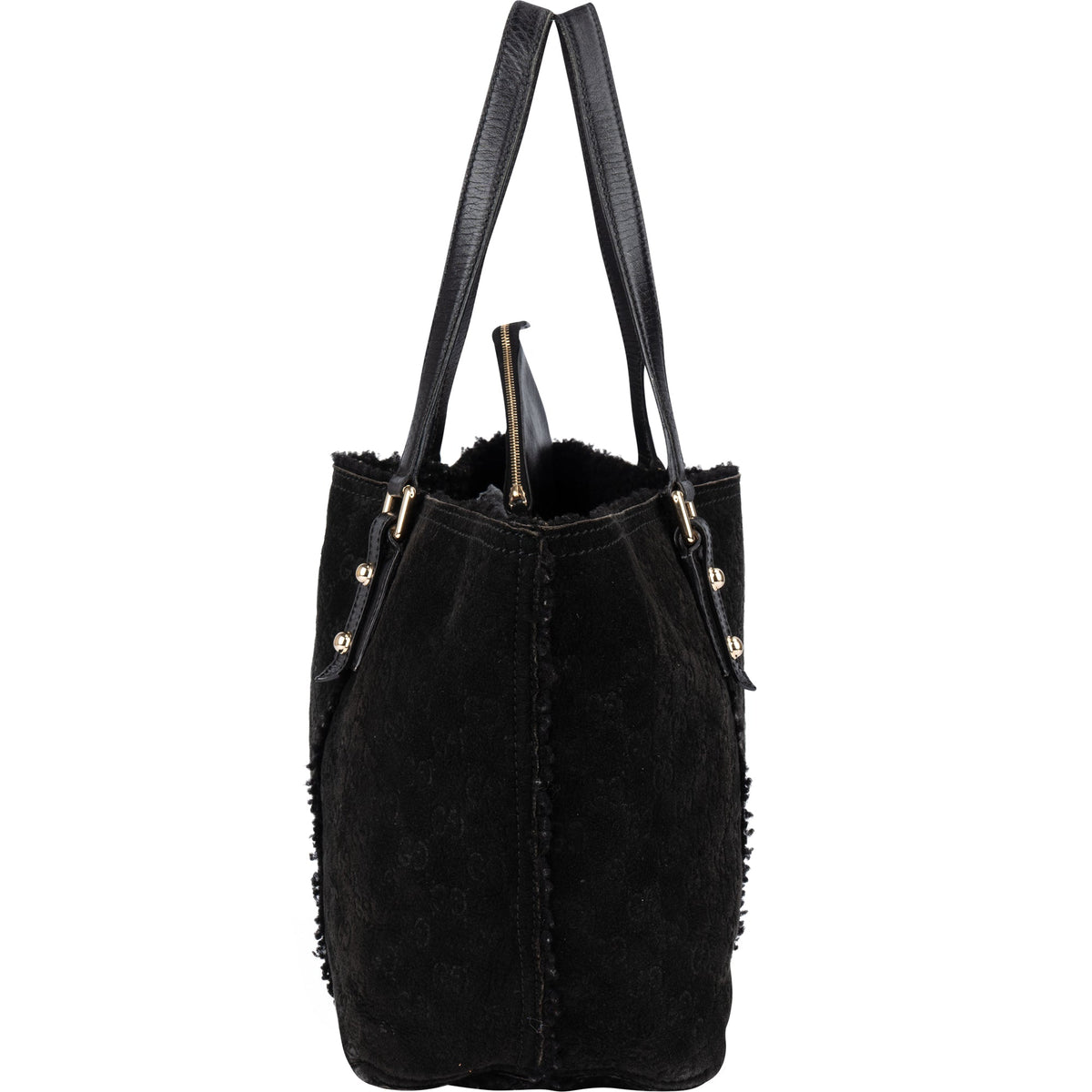 Gucci Wildleder GG Monogram Jolicoeur Shearling Tote, Bild 5 von 10