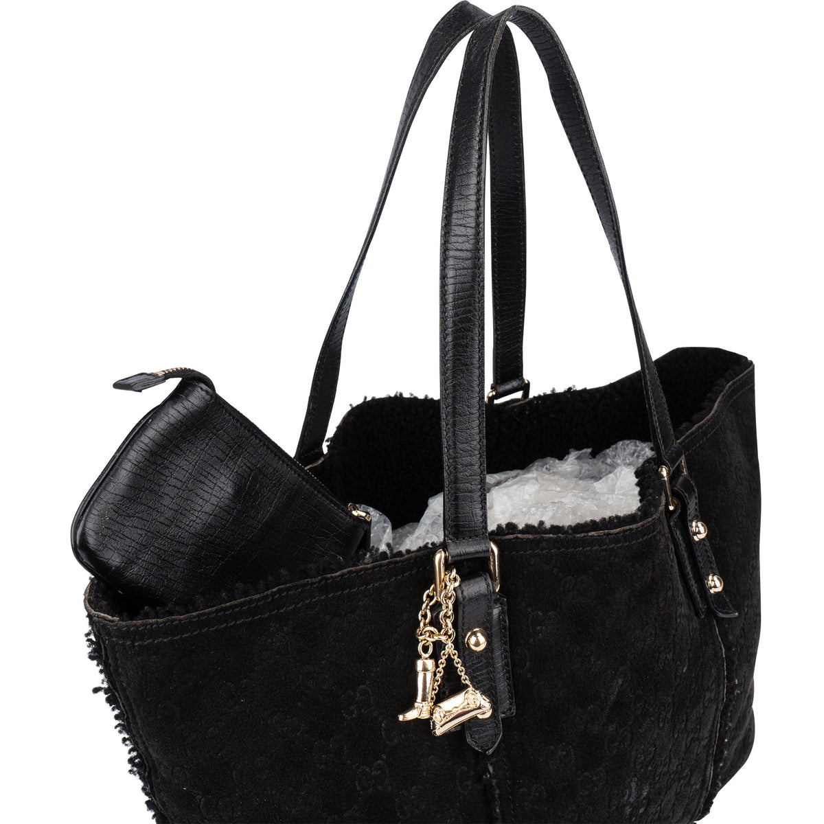 Gucci Wildleder GG Monogram Jolicoeur Shearling Tote, Bild 2 von 10