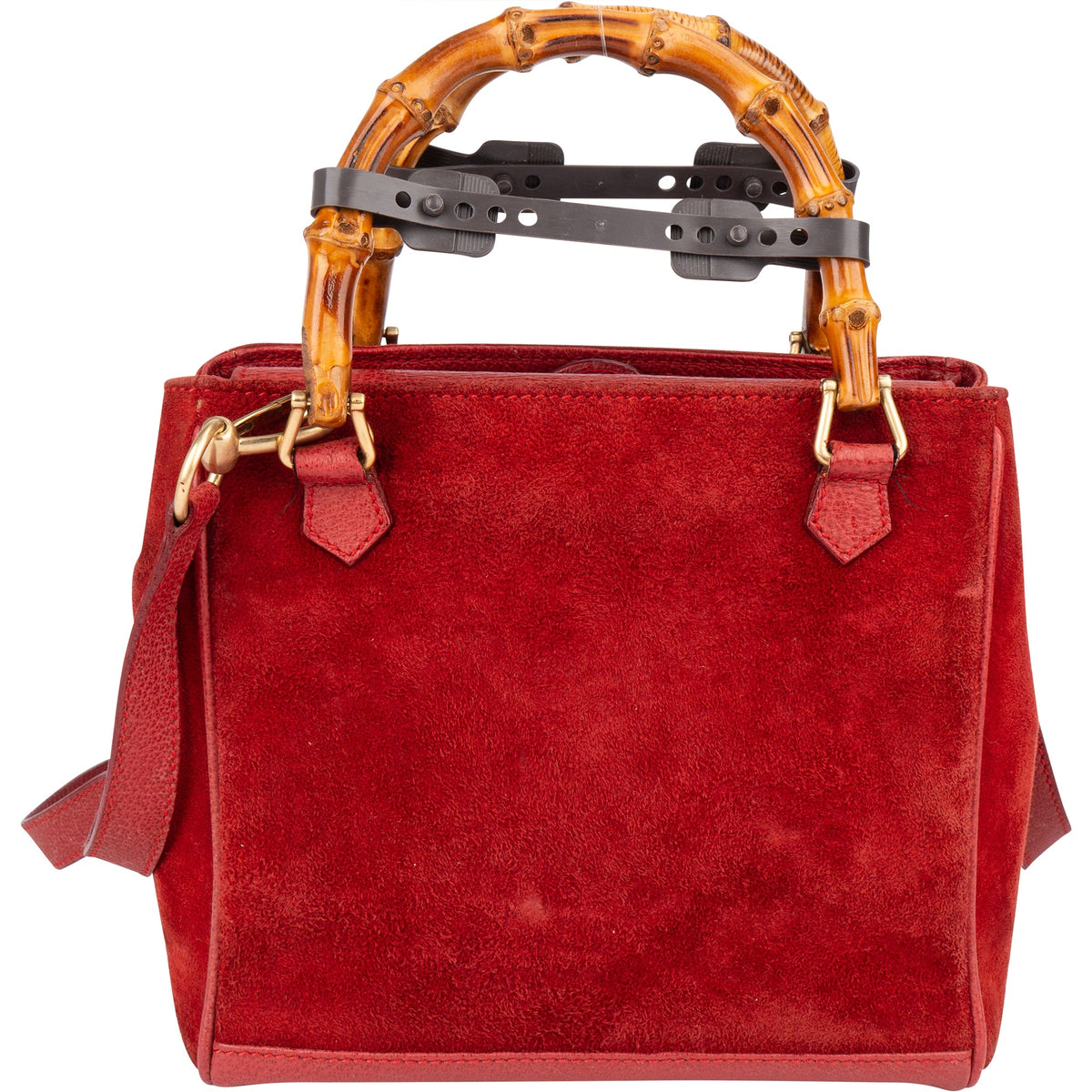 Gucci suède Bamboo-handtas met hengsel aan de bovenkant