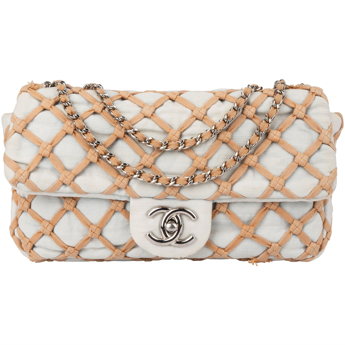 Chanel Canebiers Single Flap aus Denim – Vorderansicht