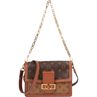 Borsa a tracolla Louis Vuitton Dauphine MM in tela Monogram Reverse