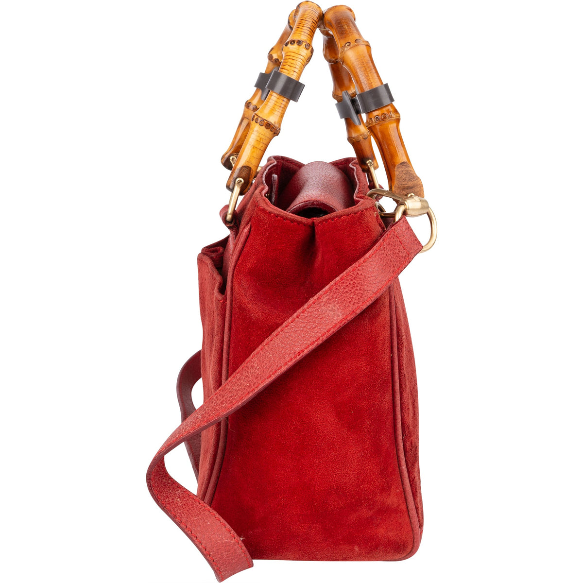 Gucci suède Bamboo-handtas met hengsel aan de bovenkant