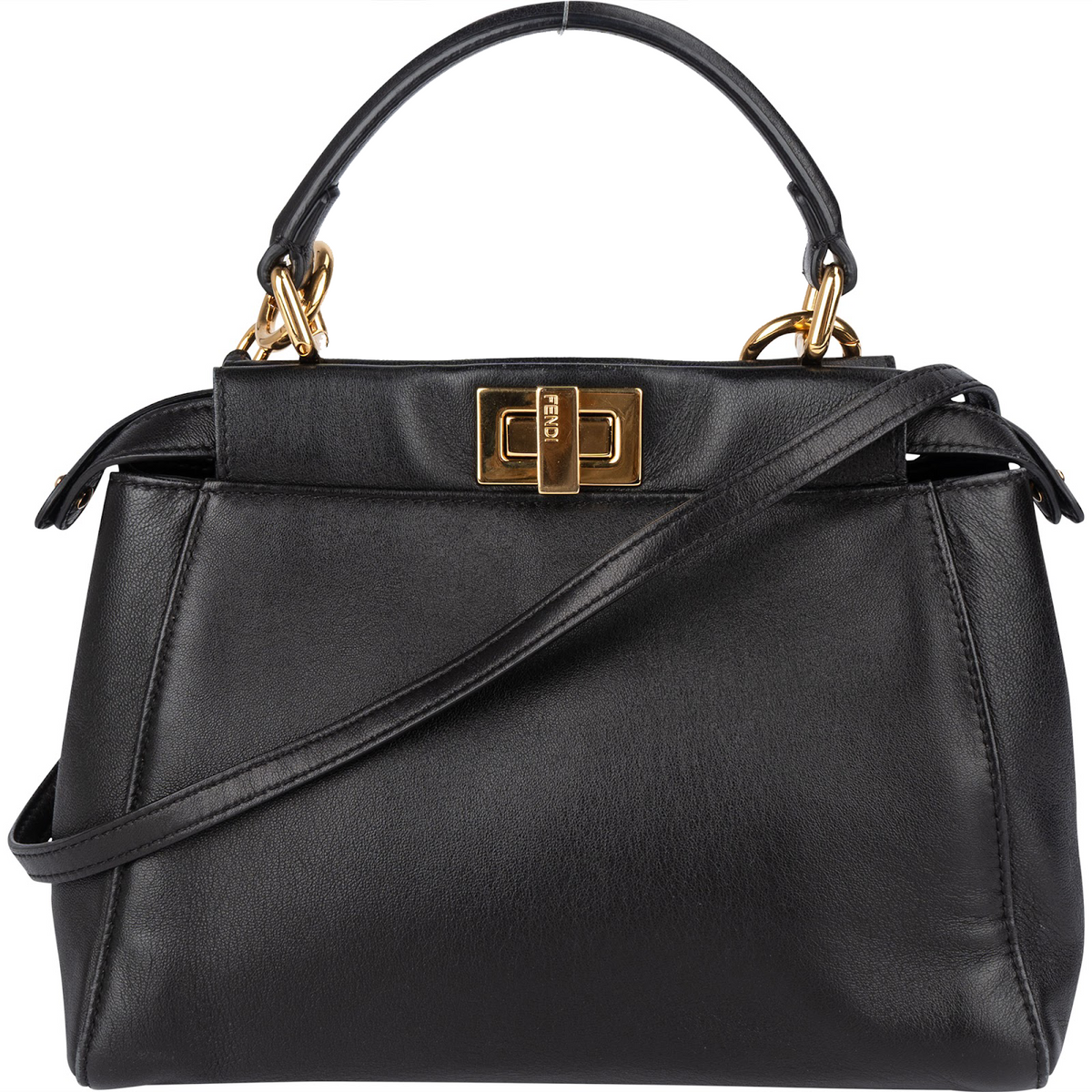 Borsa a mano Mini Peekaboo Fendi in pelle nera