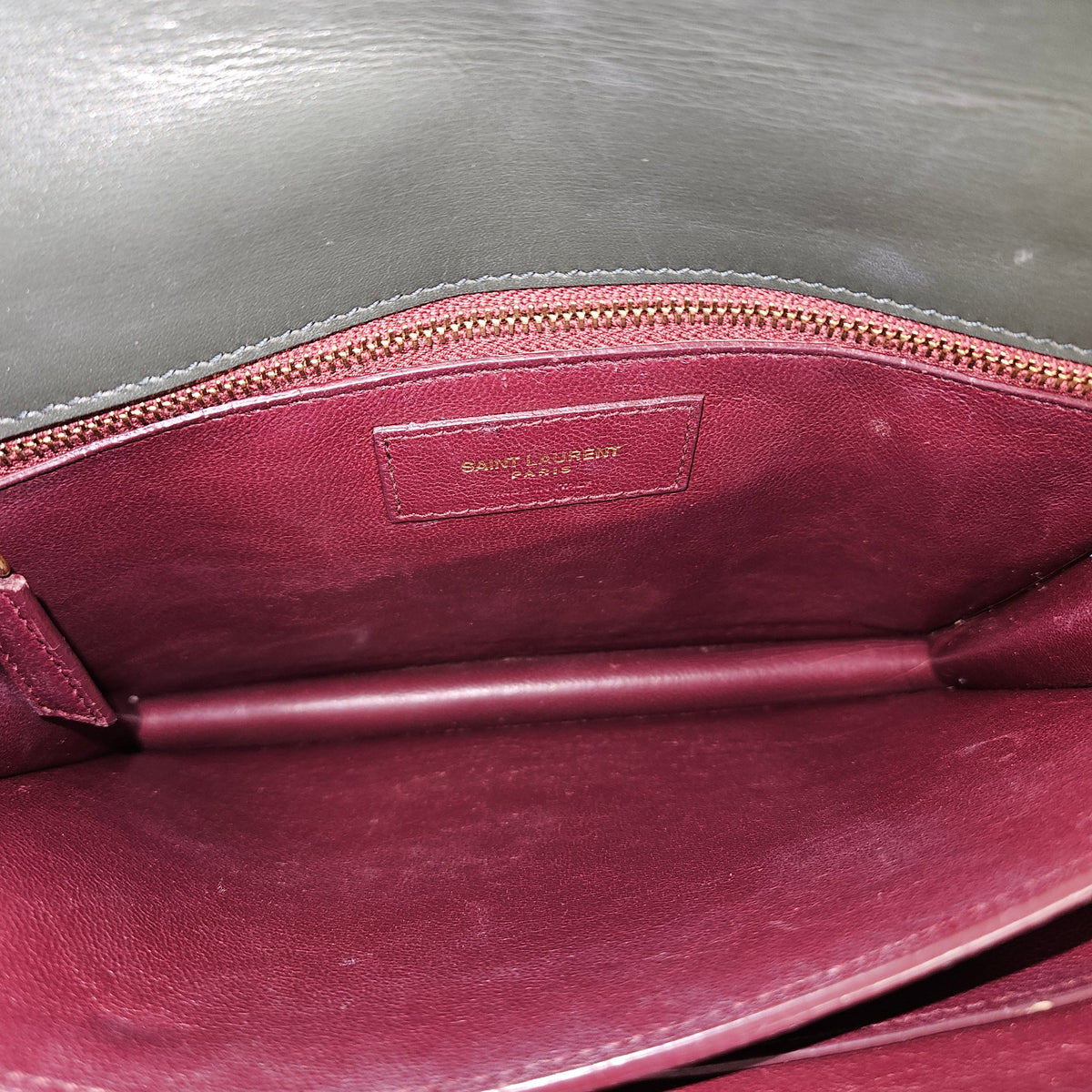 Saint Laurent Green Leather Envelope Medium Crossbody Bag