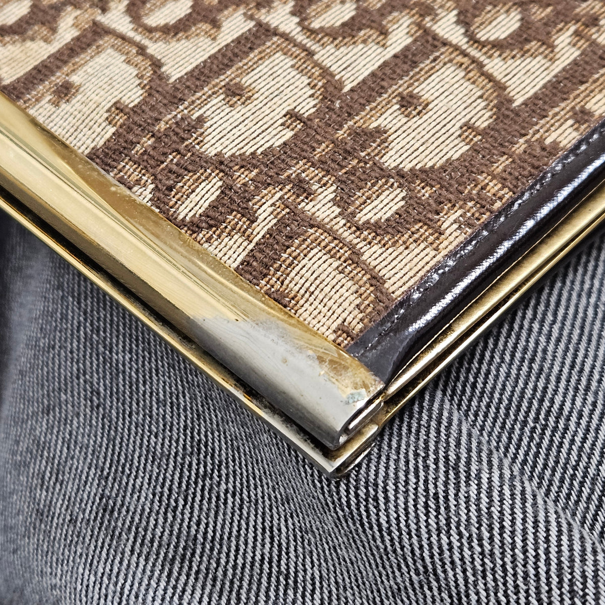 Christian Dior Oblique Trotter Monogram Canvas Frame Clutch